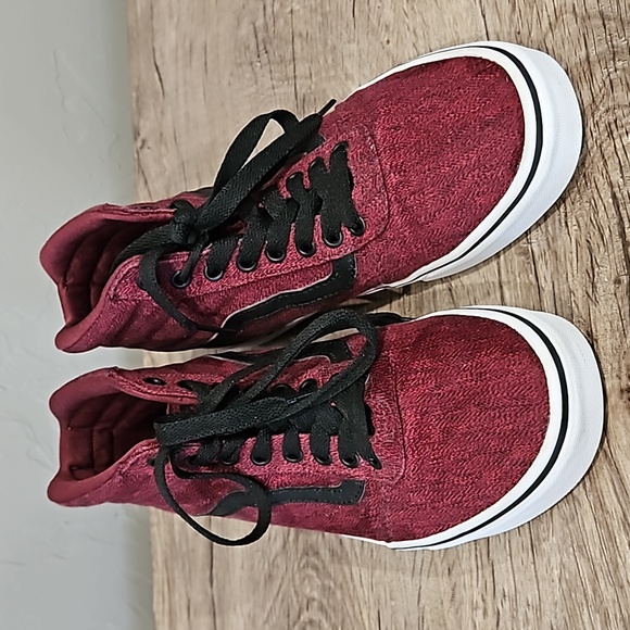 Vans Other - Vans Sk8 Hi Burgundy and Black High-Top Sneakers